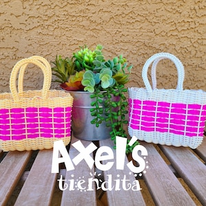 Handwoven Mini Recycled Plastic Tote Bag: Mexican Artisan Bolsa