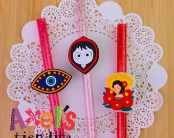 Latino Straw Toppers - Evil Eye Straw Toppers - Silicone Straw Topper - Accessories for Tumblers - Straw Rings - Virgencita Straw Toppers