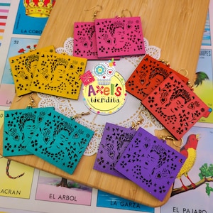 Frida Papel Picado Earrings - Mexican Fiesta Earrings - Hand Painted Artisanal Earrings - Traditional Papel Picado Earrings