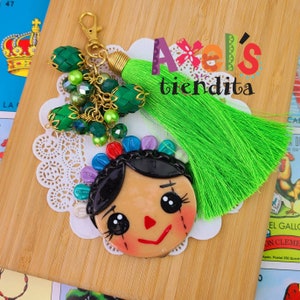 Lele Doll Mexican Keychain - Llaveros - Lele Keychain - Mexican Tassel Keychain - Beaded Tassel Keychain