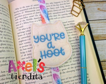 You're a Hoot Elastic Bookmark - Elastic Book Band - Owl Planner Band - Reader Accessories - Owl Bookmark