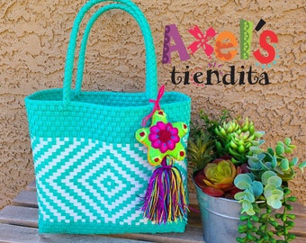 Recycled Plastic Tote Bag - Mexican Lunch Bag - Craft Bag - Bolsa de Plástico Reciclado Mexican Tote - Handwoven Mexican Bag