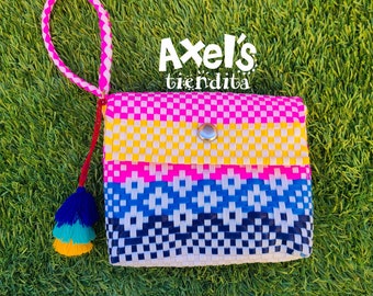 Mexican handwoven Recycled Wristlet Bag -