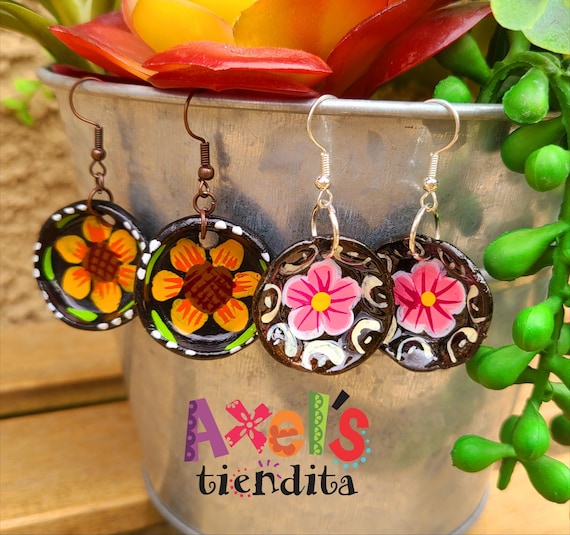 Miniature Clay Plate Earrings: Mexican Cazuelita - Barro Aretes