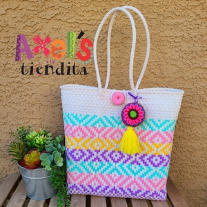 Mexican Beach Bag - Recycled Plastic - Bolsa de Plástico Reciclado - Mexican Tote - Handwoven Mexican Bag - Eco Friendly Bag - Teacher Bag