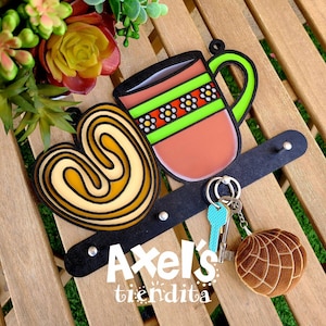 Pan Dulce Key Holder - Key Holder - Decorative Wooden Wall Organizer Rack for Keys - Pan Dulce Wall Decor
