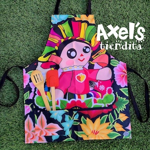 Lele Doll Apron - Mexican Apron - Humorous Apron - BBQ Apron - Mothers Day - Gift Lotería Adult - Carne Asada Apron - La Muñequita Mandil