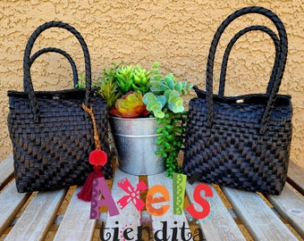 Mini Recycled Plastic Tote Bag - Mexican Mini Tote Bag - Craft Bag - Mexican Tote - Handwoven Mexican Bag