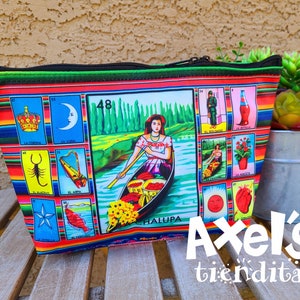 Loteria Makeup Bag - Mexican Cosmetic Bag - Handmade Mexican Makeup Bag - Toiletry Bag - Travel Bag - Lotería Pencil Bag