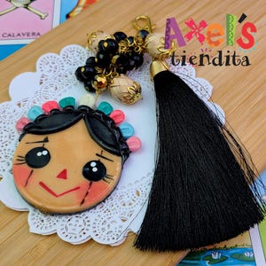 Lele Doll Mexican Keychain - Llaveros - Lele Keychain - Mexican Tassel Keychain - Beaded Tassel Keychain