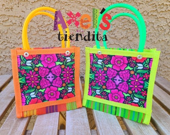 Flores Itsmeñas Mercado Bag - Mexican Mercado Bag - Mini Mesh Bag - Floral Mesh Bag - Candy Fiesta Bag - Fiesta Party Favor