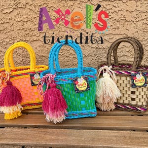 Handwoven Recycled Plastic Mini Tote – Mexican Artisan Bag with Tassel