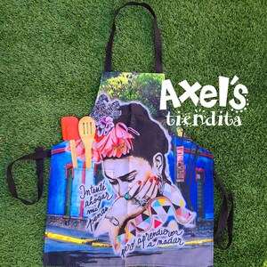 Friducha Doll Apron - Mexican Apron - Cute Apron - BBQ Apron - Mothers Day - Gift Lotería Adult - Carne Asada Apron