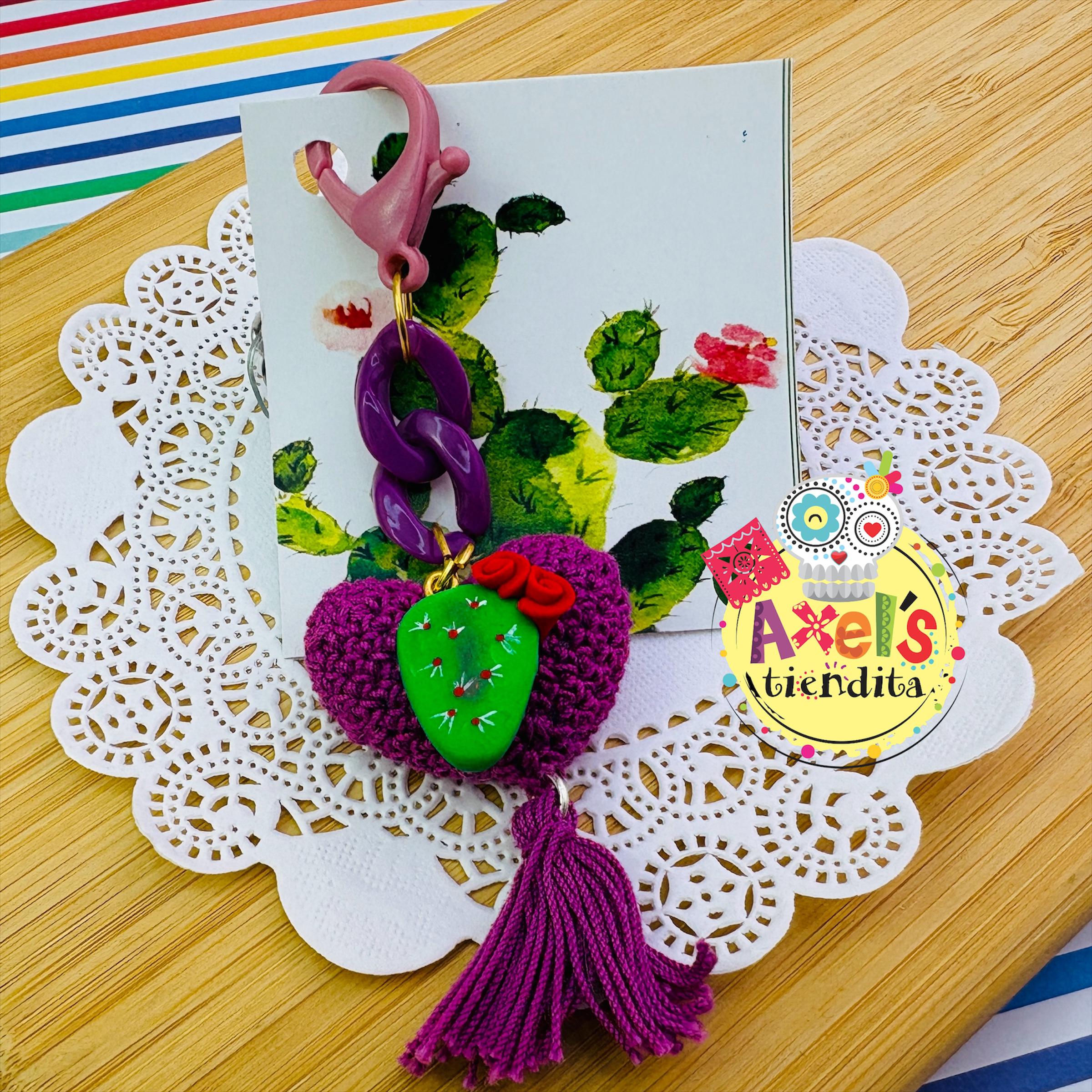 No.131刻印ෆ‪デザインチャームෆ‪ Cactus Back Charm: Handmade Nopal Mexican Polymer Clay Charm - Etsy