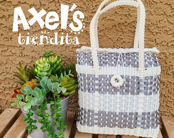 Handwoven Rainbow Straps Recycled Plastic Backpack | Mexican  display picture 3