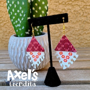 Flower Rebozo Earrings - Aretes de Rebozo - Mexican Earrings - Aretes de Flores
