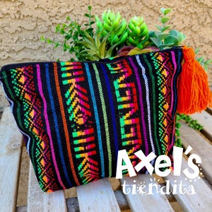Black Cambaya Makeup Bag - Mexican Makeup Bag - Cosmetiquera