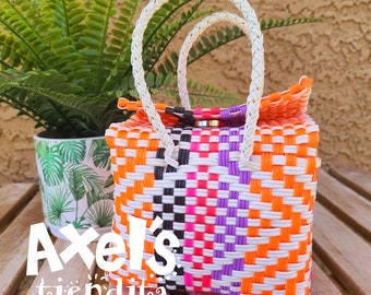 Mini Recycled Plastic Tote Bag – Handwoven Mexican Craft Bag