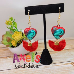 Butterfly Earrings - Handpainted Butterfly Earrings - Heart Earrings