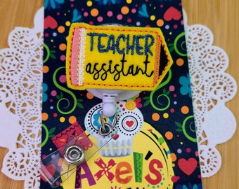 Teacher Assistant ID Badge - Badge Reel - Retractable ID Badge Holder - Name Tag Holder - T.A. Badge - Teacher Retractable Badge - School ID