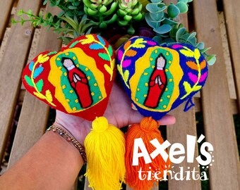 Virgencita Tassel for Bags - Mexican Pom Pom - Tassel Pom Pom - Mexican Pom Pom Tassel - Boho Heart Tassel - Virgen de Guadalupe