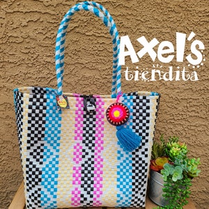 Recycled Plastic Tote Bag - Mexican Bag - Craft Bag - Bolsa de Plástico Reciclado - Beach Bag - Eco-Friendly Handwoven Mexican Bag