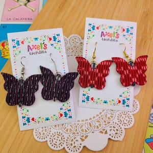 Butterfly Earrings - Aretes de Rebozo - Mexican Earrings - Butterfly Silhouette Earrings
