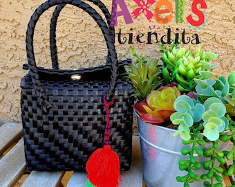 Mini Recycled Plastic Tote Bag - Mexican Mini Tote Bag - Craft Bag - Mexican Tote - Handwoven Mexican Bag