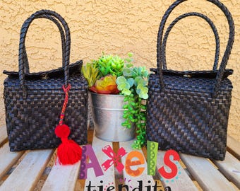Mini Recycled Plastic Tote Bag - Mexican Mini Tote Bag - Craft Bag - Mexican Tote - Handwoven Mexican Bag