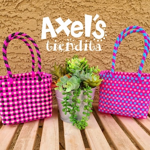 Handwoven Recycled Plastic Mini Tote Bag: Mexican Craft Bag