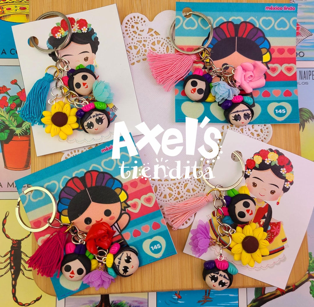 Mexican Doll Keychain: Handmade Clay Llavero Bag Charm - Etsy