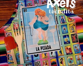 Lotería Apron - Mexican Apron - Humorous Apron - BBQ Apron - Mothers Day - Gift Lotería Adult - Carne Asada Apron - La Pesada Mandil