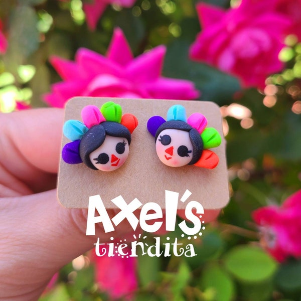 Lele Doll Earrings - Stud Earrings - Polymer Clay Earrings - Earrings - Aretes de Muñeca Lele