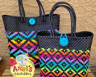 Mexican Beach Bag - Recycled Plastic - Bolsa de Plástico Reciclado - Mexican Tote - Handwoven Mexican Bag - Eco Friendly Bag - Teacher Bag