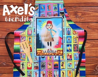 Lotería Apron - Mexican Apron - Humorous Apron - BBQ Apron - Grandma Apron  - Gift Lotería Adult - Carne Asada Apron - La Abuela Mandil