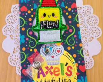 Pelón ID badge Holder - Mexican Candy ID Reel Badge Holder - Name Tag Holder - Nurse Badge - RN Badge - Teacher Retractable Badge