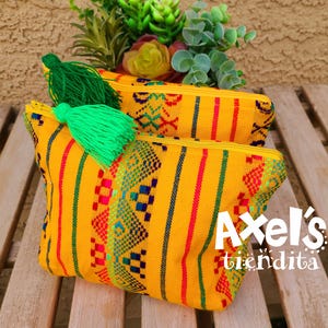 Yellow Cambaya Makeup Bag - Mexican Makeup Bag - Cosmetiquera