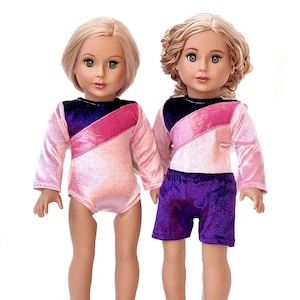 Little Gymnast - Doll Clothes for 18 inch Doll - Pink and Purple Gymnastic Leotard with Shorts