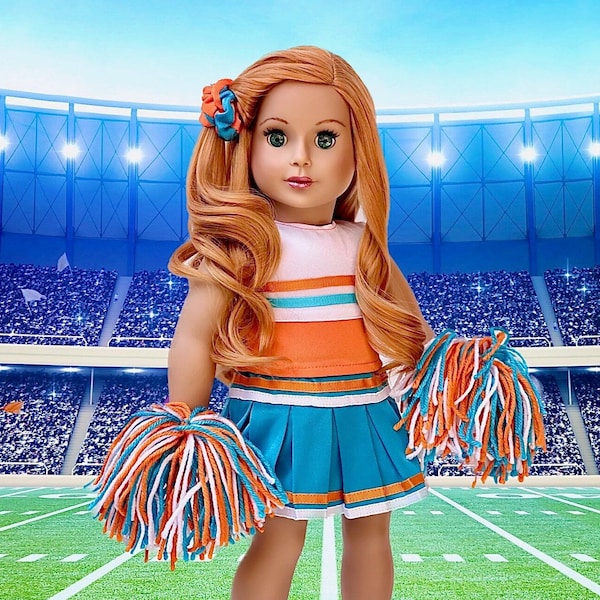 Cheerleader - Doll Clothes for 18 inch Doll - 6 Piece Outfit - Blouse, Skirt, Headband, Pompons, Socks and Shoes