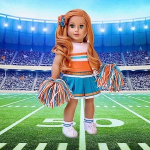 Cheerleader - Doll Clothes for 18 inch Doll - 6 Piece Outfit - Blouse, Skirt, Headband, Pompons, Socks and Shoes