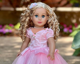 Pretty Pink - 3 Piece Outfit for 18 inch American Girl Doll, Necklace and Headpiece - Doll Clothes Fits 18 Inch Dolls