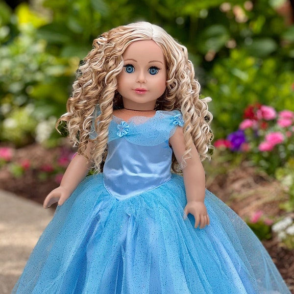 Blue Gown - Clothes Fits 18 inch Doll - Blue Gown with Silver Slippers