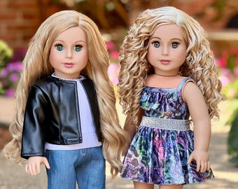 Ultimate Doll Playset - Clothes Fits American Girl 18 inch Doll - 6 Pieces Doll Outfits Includes Pants, Shirt, Leather Jacket, Dress, Shoes