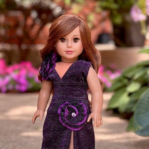 Royal Velvet - Red Carpet Evening Gown with Silver Shoes for 18 inch Doll   (Doll Not Included)