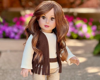 Warm 'n Cozy - Clothes Fits American Girl 18 inch Doll - 4 Piece Doll Outfit - Brown Vest, Ivory Blouse, Corduroy Pants and Brown Boots