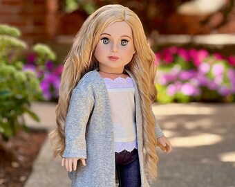 Comfy Chic - 4 Piece Outfit for 18 inch Dolls Like American Girl Doll, Sweater Coat, Leggings, Tank Top and Shoes (Doll Not Included)