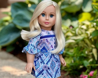 Party Dress - Blue Dress - Clothes Fits 18 Inch Doll (Doll Not Included)