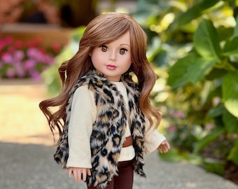 Wild Cat - Clothes Fits 18 inch Doll - Faux Fur Vest and Boots, Chocolate Pants and Ivory Blouse