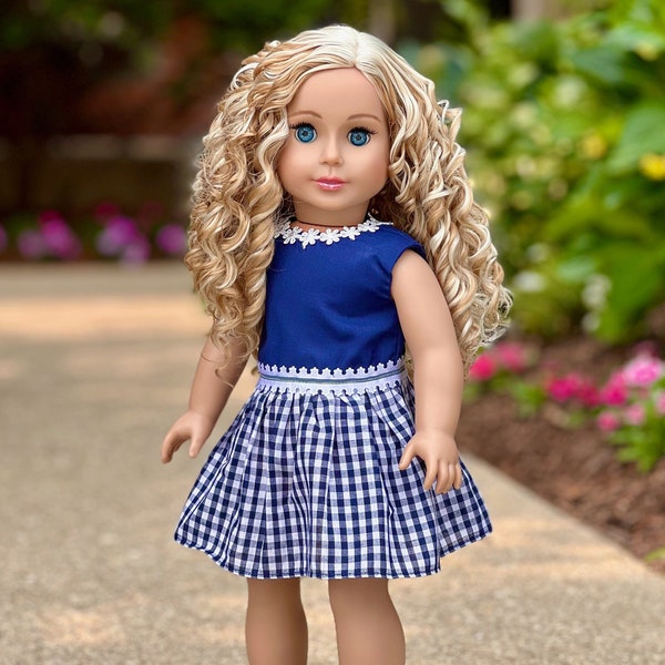 Saturday Afternoon - Doll Clothes for 18 inch Doll - Navy Blue Dress (Shoes sold separately)