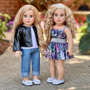 Ultimate Doll Playset - Clothes Fits 18 inch Doll - 6 Pieces Doll Outfits Includes Pants, Shirt, Leather Jacket, Dress, Shoes